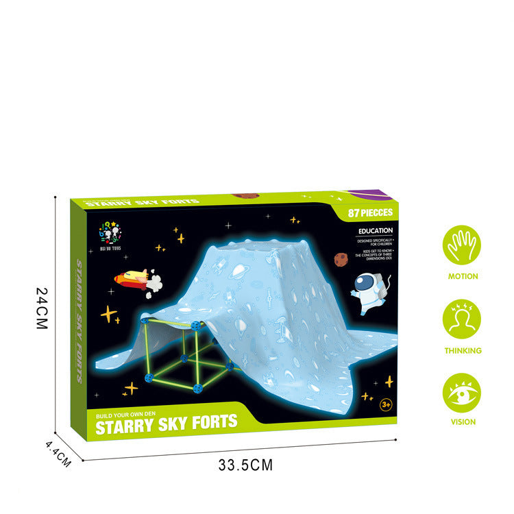 Fort Building Kit | Glow in Dark Stars Tent | Play House For Children Gift