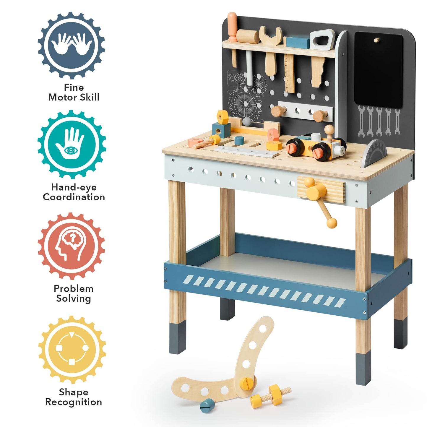 Wooden Work Bench For Kids With Tools Set