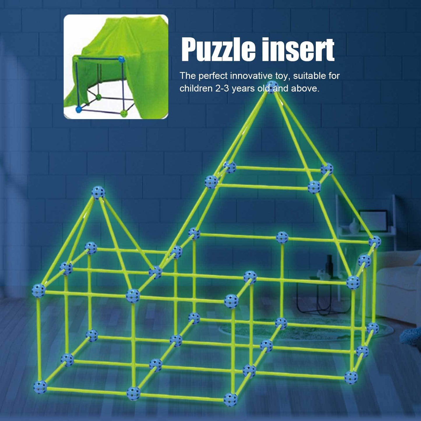 Fort Building Kit | Glow in Dark Stars Tent | Play House For Children Gift