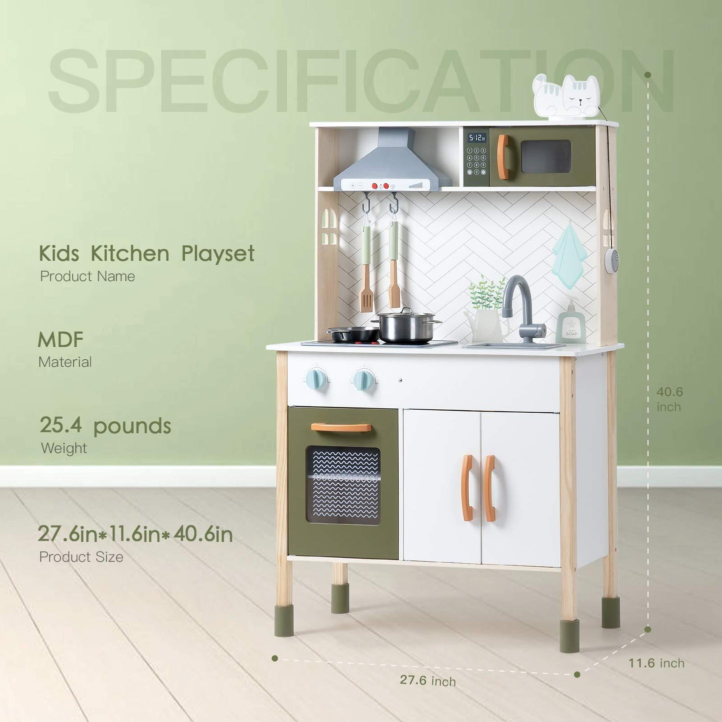 Wooden Pretend Play DIY Kitchen Playset For Toddlers