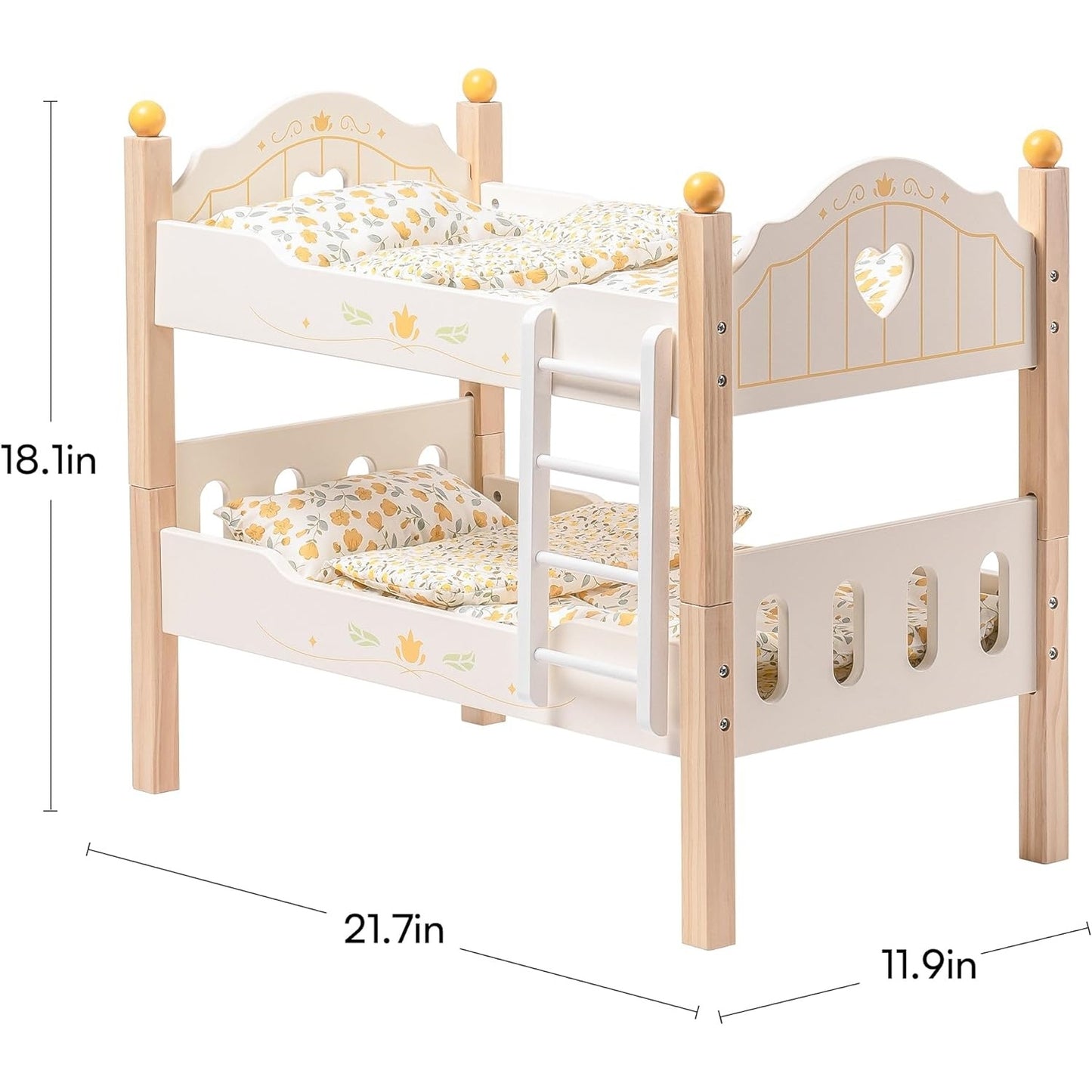 Wooden Baby Doll Bunk Bed Cradle With Ladder For Kids Playroom